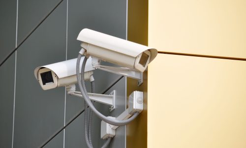 17398394 – two cctv cameras on the cone of the morden building 17398394 - two cctv cameras on the cone of the morden building